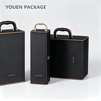 Boîte à vin en cuir de luxe pour deux bouteilles, logo personnalisé, portable, emballage cadeau pour deux bouteilles de vin rouge, pour offrir du vin