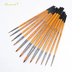 Hot Sale Detailed Drawing Tool Custom Logo Wooden Handle Acrylic Paint Brush Set