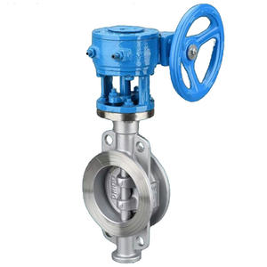 วาล์วผีเสื้อแบบใช้มือ รุ่น D373H/W-16P ทำจากสแตนเลส ทนความร้อนสูง แบบหนีบ ปิดสนิท ขนาด DN50 80 รูปทรงผีเสื้อ - Product Image 1