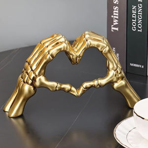 Cadılar bayramı reçine aşk el heykeli için heykeli kalp şekilli kemik jest heykel kafatası el süsleme cadılar bayramı dekor için - Product Image 2