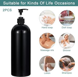 Bouteilles pulvérisatrices vides en PET blanc/noir/transparent de 1000 ml avec bouchon en PP pour gel douche, lotion, shampoing, après-shampoing, personnalisables - Product Image 4