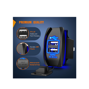 <span class=keywords><strong>Cargador</strong></span> USB dual retroiluminado con LED azul, estilo de interruptor basculante de 4,2 AMPS para barcos, vehículos de carretera de lado a lado, encendedor de cigarrillos - Product Image 4