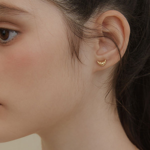 Dainty Bakery <strong>Jewellery</strong> Cute Foodie Gift for Her Everyday Minimal Studs 18K Gold Plated Croissant Hypoallergenicity Stud Earring - Product Image 6