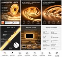 Tira de Luces LED COB Tuya 24V 10m Flexible Blanco Cálido, Retroiluminación para TV con Conectividad WiFi USB, Regulable, Clasificación IP20 IP67