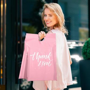 Tùy chỉnh in vận chuyển túi quần áo bao bì màu hồng Poly bưu phẩm túi với chết cắt xử lý - Product Image 3