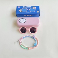 Ensemble de lunettes pour enfants avec logo personnalisé, monture ronde légère, lunettes de soleil avec sangle à perles étoilées pour marque privée