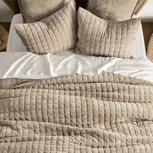 Mềm nhung <span class=keywords><strong>Comforter</strong></span> Set, trọng lượng nhẹ kênh hộp khâu quá khổ bedspread coverlet cho tất cả các mùa đô thị <span class=keywords><strong>Taupe</strong></span> - Product Image 3