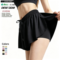 Jupe-short de tennis noire personnalisée taille mi-haute moulante respirante séchage rapide pour femme, idéale pour la course et le fitness