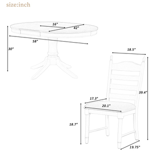 5-Piece Modern Extendable <b>Dining</b> <b>Table</b> Set 4 Comfortable Upholstered Chairs Solid Wood <b>Dining</b> Room Furniture for Hotel Apartment - Product Image 4