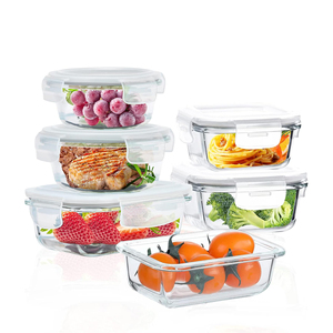 Eco-friendly Borosilicate Glass Bowl Set with Crackle Glaze Heat Resistant Kitchen Canister Lid Bohemian Style Clear Partyware - Product Image 1