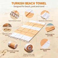 Hot-selling Custom 100% Cotton Double Sided Quick-drying Sand Free Multi-functional Striped Luxury Turkish Beach Bath Towels