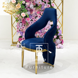 Comedor Marco de acero inoxidable dorado Terciopelo negro Eventos Fiesta Silla de banquete real - Product Image 5