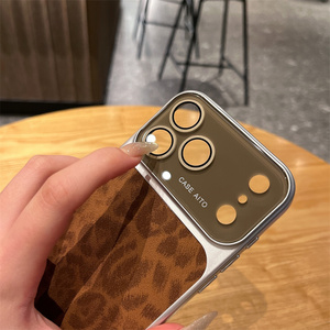 Original Leather Leopard pattern Phone case for <b>iPhone</b> 17 16 15 14 Pro Max <b>Camera</b> Glass Animal Lens Frame Converted Back <b>Cover</b> - Product Image 6