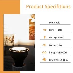 Bán buôn 2025 mới nhất 5W 12V AC/DC GU10 ánh sáng tại chỗ Dimmable không nhấp nháy LED CCT 2700-6500K chùm góc 15/60 ngô đèn - Product Image 5