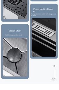 Design moderno in acciaio inox lavello da <span class=keywords><strong>cucina</strong></span> fatto <span class=keywords><strong>a</strong></span> mano di buona qualità intelligente singola ciotola lavello con rubinetto <span class=keywords><strong>due</strong></span> fori - Product Image 5