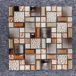 Mosaïque de carreaux de verre brillant laminé et galvanoplastie cristal mélange de carreaux de mosaïque en métal - Product Image 4