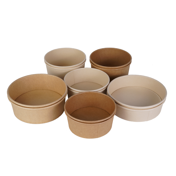 Eco-friendly disposable salad bowl kraft paper bowl for o<i></i>nce time disposable bowl for takeout