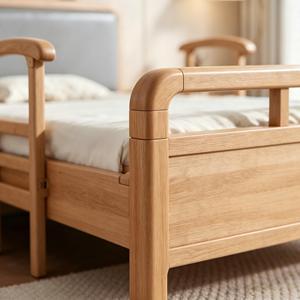 Cama de Enfermería Moderna de Alta Calidad, de Madera Sólida, con Barandilla de Seguridad, Plataforma Doble para Cuidado en el Hogar de Personas Mayores - Product Image 2