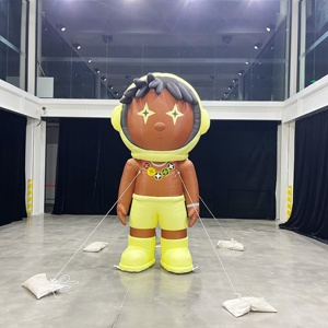Modèle publicitaire <span class=keywords><strong>gonflable</strong></span> personnalisé en forme de garçon, modèle de personnage de dessin animé, poupée <span class=keywords><strong>homme</strong></span>, vêtements jaunes et sac à dos, imperméable et durable - Product Image 5