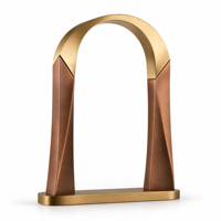 Trophée Sportif Moderne en Métal Coulé, Design Spirale Double Hélice Couronne Ouverte Flamme Zigzag, Plaqué Or, Récompense de Remise de Diplôme