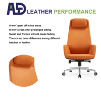 Chaise de bureau de direction moderne de luxe à dossier haut en cuir PU, ergonomique, pivotante, avec base chromée et roulettes, pour usage commercial, hôtelier et salon