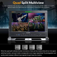 Nouveau moniteur de diffusion studio 13,3 pouces 8K 4K 12G SDI IPS à fibre optique avec haut-parleur intégré, compatible batterie V-lock pour affichage quadruple