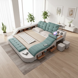 <span class=keywords><strong>Cama</strong></span> King Size de Lujo Moderna de Alta Calidad, <span class=keywords><strong>Cama</strong></span> Doble de Cuero Multifuncional Inteligente con Juego de Masaje para el Hogar - Product Image 3