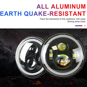 Phare LED 7 pouces avec anneau lumineux rouge, bleu, vert, DRL 6000K, pour Wrangler, universel, 3000LM, ampoule H4, 30W, 12V - Product Image 5