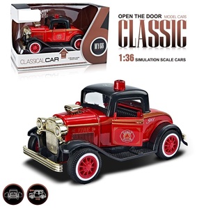 Modellino Auto Classica della Polizia Americana, Giocattolo Die-cast 1:32 1:38 con Luci e Suoni, Auto d'Epoca per Bambini - Product Image 1