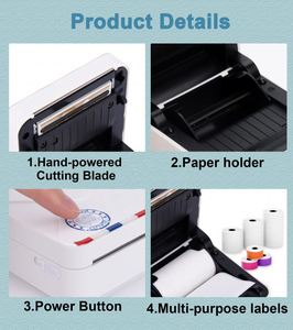 Imprimante thermique portable Phomemo M02S Mini, imprimante de poche pour photos et étiquettes de Noël, compatible iOS, certifiée ROHS, imprimante d'étiquettes portable pour le bureau - Product Image 5