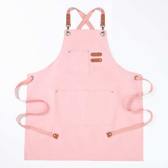 Macaroon Color Household Kitchen Canvas Sleeveless Apron Good Looking Coffee Shop Baking Apron