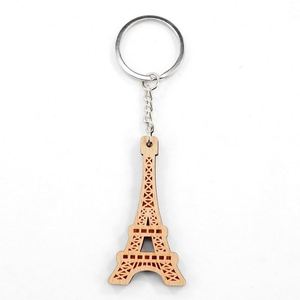 Paris Eiffel Tower Keyring Retro French Keychains Made in Wood Decoration Iron Opp <b>Bag</b> Laser Logo Wooden Keychain Key Chain Wood - Product Image 1
