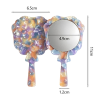 Miroir de maquillage professionnel miniature en acétate, forme de fleur ondulée, miroir de poche portable, motifs marbrés, pour la vente en gros