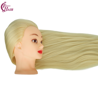 FH Formation Mannequin Coiffeur Tête Yaki Droite Blond Cheveux Synthétiques Tête de Poupée pour la Pratique de la Coiffure