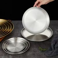 Plateau de service rond empilable en acier inoxydable 304 épaissi, finition or/argent brossé, pour barbecue coréen, écologique, pour camping, restaurant, maison