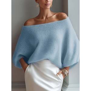 Suéter Transparente con Mangas de Murciélago Rosa, Top de Moda para Mujer - Product Image 1