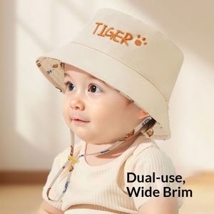 Sombrero de Pescador para Niños, 100% Algodón, a Rayas, Transpirable, Resistente al Viento, para Verano, Protección Solar, para Niños y Niñas, Bonito y Versátil - Product Image 3
