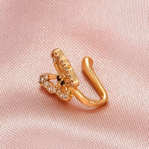 Anneau nasal en cristal avec strass papillon <span class=keywords><strong>faux</strong></span> <span class=keywords><strong>piercing</strong></span> Pince-nez en forme de U non perforé Bijoux pour femmes <span class=keywords><strong>piercing</strong></span> au septum - Product Image 4