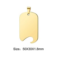 Nouveau Collier Pendentif Rectangulaire en Acier Inoxydable Style Militaire avec Porte-Badge d'Identification et Décapsuleur pour Hommes