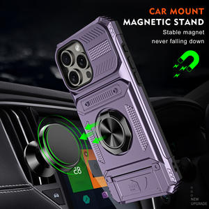 Funda para iPhone 17 Pro Max, con ranura oculta para tarjetas, estilo soporte magnético para coche, funda protectora completa a prueba de golpes - Product Image 4