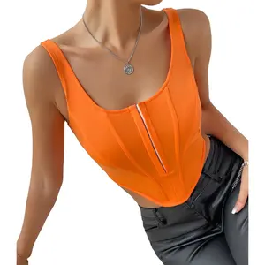 Women's 2024 Fall Sexy Square Neck Sleeveless Bustier Corset Crop Tank Tops Breathable Formal Style for Club Wear