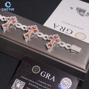 Luxury 925 Sterling Silver Multicolor Moissanite Cross Bracelet Iced Out <b>Infinity</b> Chain Hip Hop Jewelry for Men Women - Product Image 3