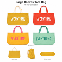 Sac fourre-tout en toile personnalisé avec logo, grande capacité, couleurs vives, forme stable, durable, OEM