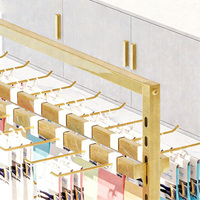 Présentoir double face en métal doré pour accessoires capillaires, avec crochets détachables, idéal pour les magasins de soutien-gorge et chaussettes – Fabrication sur mesure Dy Factory