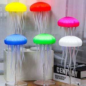 Lampe de table LED dynamique rechargeable à commande vocale, veilleuse LED colorée en forme de méduse flottante pour la relaxation et la décoration - Product Image 2