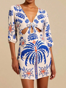 Abito Estivo di Tendenza, Sexy, Floreale, in Chiffon, Aderente, alla Moda per Donne, Popolare in Europa e negli Stati Uniti - Product Image 5