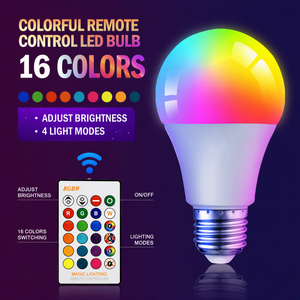 หลอดไฟรีโมทคอนโทรลหลากสี RGB ปรับความสว่างได้ เปลี่ยนสีได้ หลอดไฟ LED สำหรับแสงเสริมและสร้างบรรยากาศโรแมนติก - Product Image 1