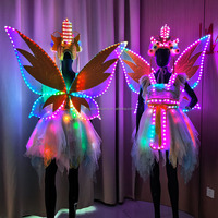 Ensemble de costume de fée papillon LED, ailes lumineuses, robe en tulle pour spectacle sur scène, défilé de carnaval, Halloween, danse, performance, fête