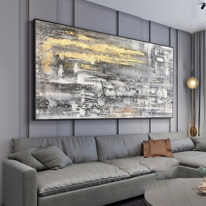 100% làm bằng tay chất lượng cao trừu tượng vải tường nghệ thuật hiện đại kết cấu Acrylic tay sơn vàng lá nghệ thuật sơn dầu vải - Product Image 4