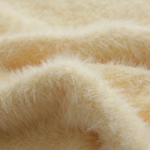Dalang Sweater Factory Pull en maille ample à col en V pour femme, Automne Hiver, Couleur unie, Anti-boulochage, Jaune Rose Blanc - Product Image 3